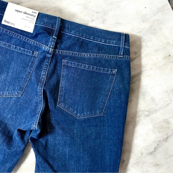 NWT GAP ‘Super Slimming Mid-Rise True Skinny Jeans’ in Dark Wash Blue Size 28R - Picture 13 of 16